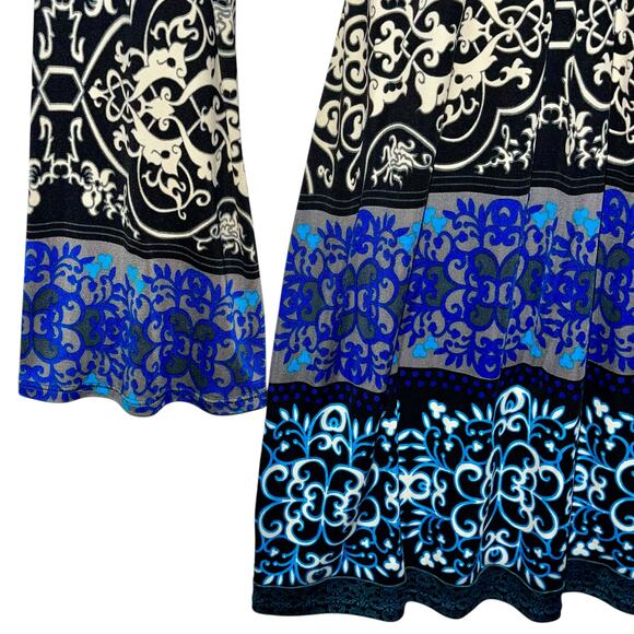 Hale Bob Silk Dress Velvet Burnout Bell Sleeves - Picture 8 of 11